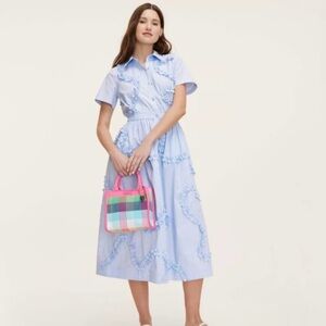 kate spade x Target Ribbon Striped Short Sleeve Midi Shirtdress Sz Small